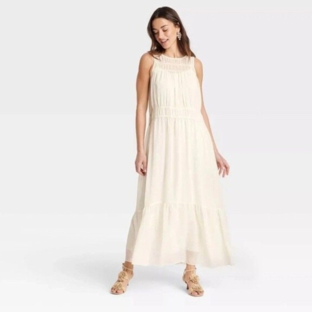 New wo Tags SHEER Layered TIERED Maxi Dress SIZE L